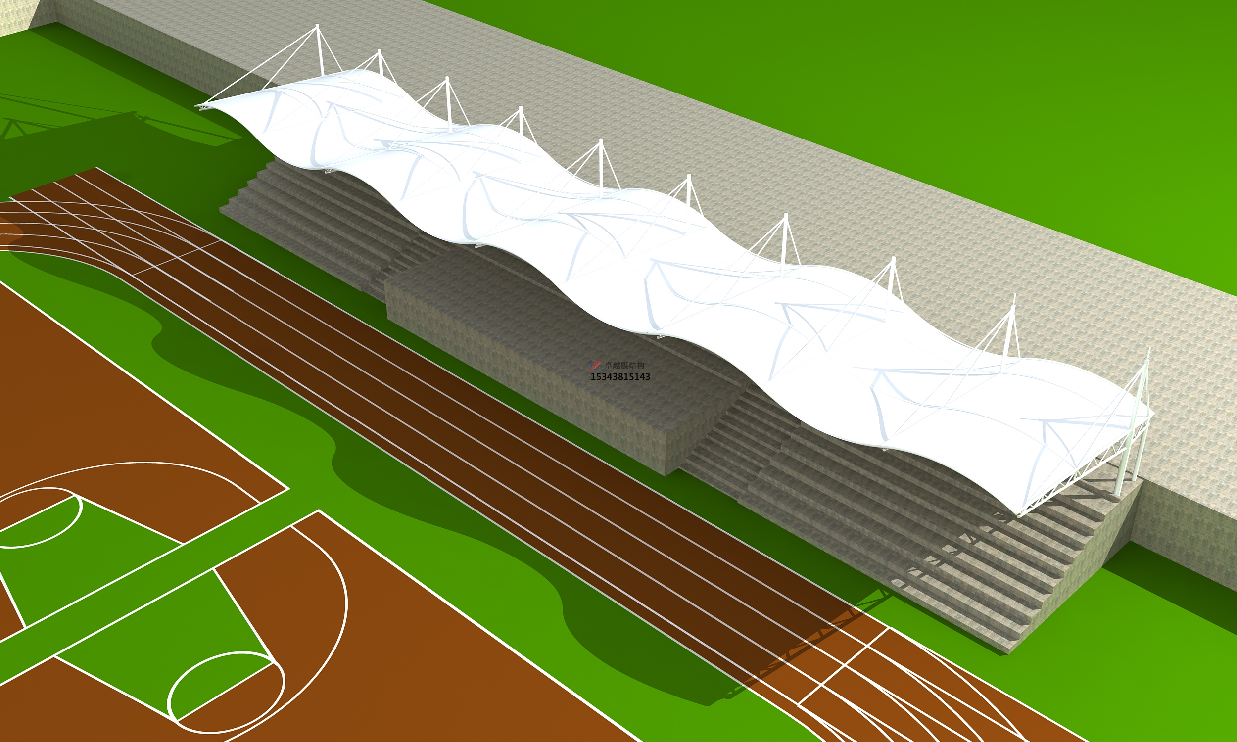 臨猗體育公園膜結(jié)構(gòu)【看臺雨棚】門球場案例